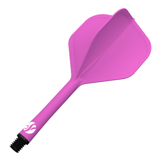 Das Bild zeigt ein pinkes Dartflight-System mit integriertem Schaft. Es handelt sich um das Produkt "Shot Flight Deck No2 Standard Flight-System - Pink".