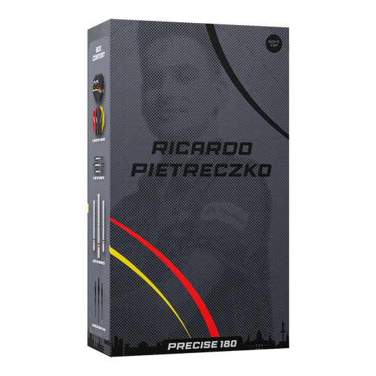 Precise 180 Ricardo Pietreczko GEN1 softdarts Abgebildet sind die Precise 180 Ricardo Pietreczko GEN1 Softdarts. Sie eignen sich ideal für Präzisionswürfe im Softdart-Bereich.