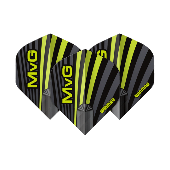 Winmau Prism Delta MvG Grijsgroen Nr. 2 Standaardvluchten Abgebildet sind die Winmau Prism Delta MvG Grey Green No2 Standard Flights. Diese Dart-Flights haben ein graues und grünes Design.