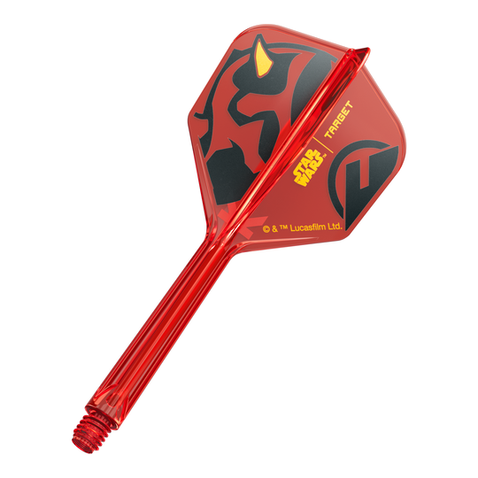 Ein einzelner Dartflight mit dem Titel '410522_Target_StarWars_KFlex_DarthMaul_No6_Flights_Medium_33mm_1'. Das Bild zeigt ein Star Wars Motiv im Darth Maul Design in mittlerer Größe.