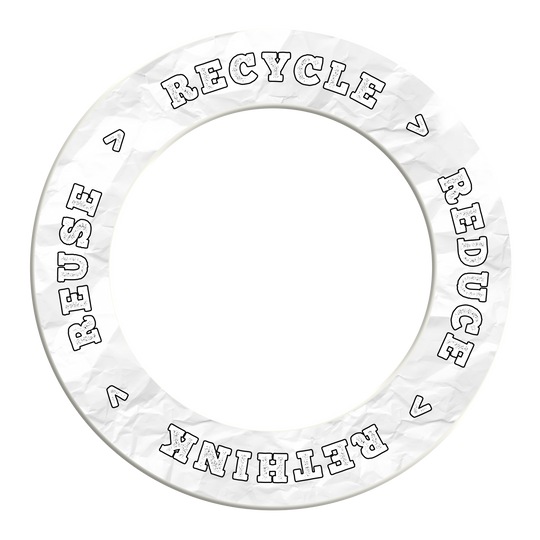 McDart Recyclen Verminderen Heroverwegen Hergebruiken Dartbord Omranding Das Bild stellt ein weißes Produkt mit nachhaltigem Motto dar. Der Dateiname DBS-RRRR6_Surround_Recyle_Reuse_Reduce_Rethink_Wei_2 dient als Grundlage der Beschreibung.