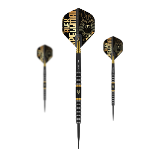Winmau Alex Spellman steel darts Auf dem Bild ist das Winmau Alex Spellman Steeldarts Set zu sehen. Es handelt sich um ein komplettes Set für Dartspieler.
