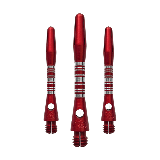 Bulls NL Supra aluminium shafts - rood - 34 mm Dieses Bild zeigt die Bulls NL Supra Aluminium Shafts in Rot, 34 mm lang, als Set. Die Schäfte sind robust und ideal für Dartspieler.