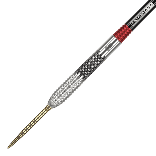 Target Stephen Bunting GEN5 Swiss Point Steel Darts Das Bild zeigt einen Target Stephen Bunting GEN5 Swiss Point Steeldart. Der Dartpfeil hat eine silberne Metallspitze und ein modernes, strukturiertes Griffdesign.
