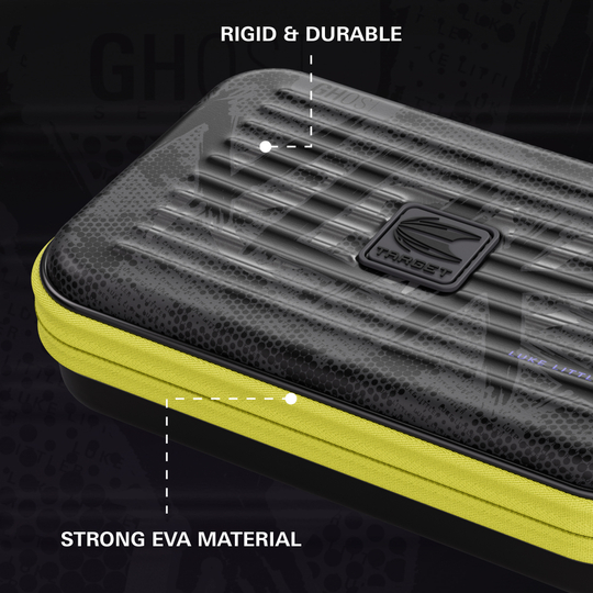 Takoma XL Ghost Series Luke Littler dartkoffer Das Bild zeigt das Takoma XL Ghost Series Luke Littler Dartcase. Es handelt sich um ein Etui zum sicheren Transport von Darts.
