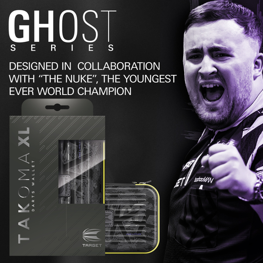 Takoma XL Ghost Series Luke Littler dartkoffer Zu sehen ist das Takoma XL Ghost Series Luke Littler Dartcase. Das Dartcase ist modern gestaltet und dient zur Aufbewahrung von Darts.