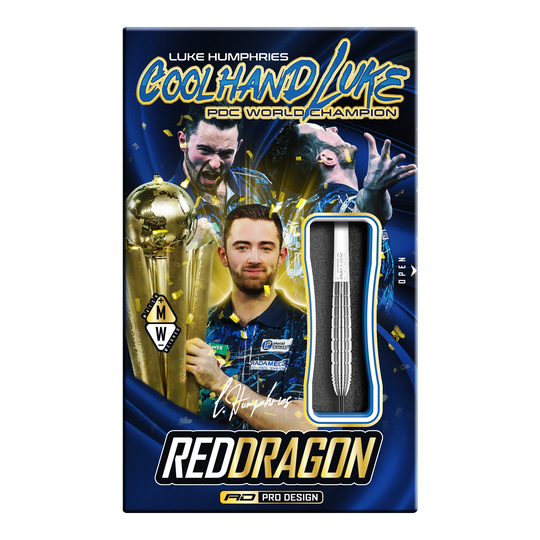 Red Dragon Luke Humphries TX1 Pioneer stalen dartpijlen Die Abbildung zeigt die Red Dragon Luke Humphries TX1 Pioneer Steeldarts. Es handelt sich um hochwertige Steeldarts für professionelle Dartspieler.