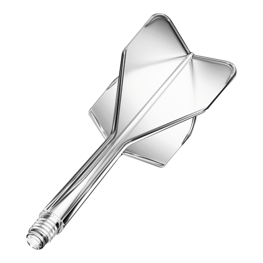 GOAT A1R No6 Flight Shaft-systeem - Helder Das Bild zeigt das Produkt "GOAT A1R No6 Flight-Shaft-System - Clear". Es handelt sich um ein durchsichtiges Dart-Flight- und Schaftsystem.