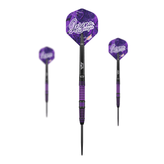 Bulls NL Lerena Rietbergen stalen darts - 24g Auf dem Bild sieht man das Set der Bulls NL Lerena Rietbergen Steeldarts - 24g. Die Steeldarts werden vollständig präsentiert.