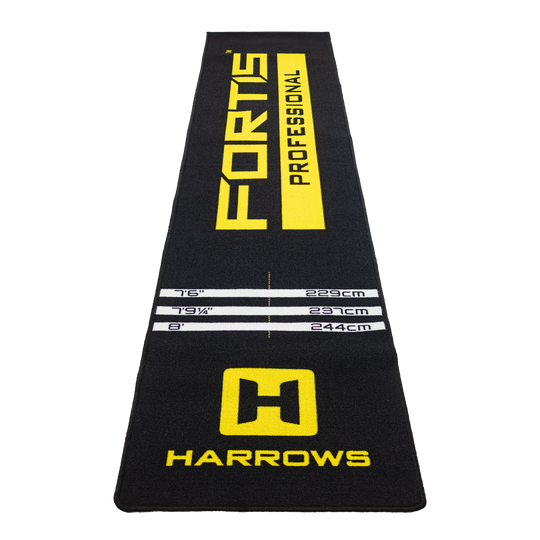 Harrows Fortis Dartteppich in Gelb. Der Dartteppich ist großflächig zu sehen.