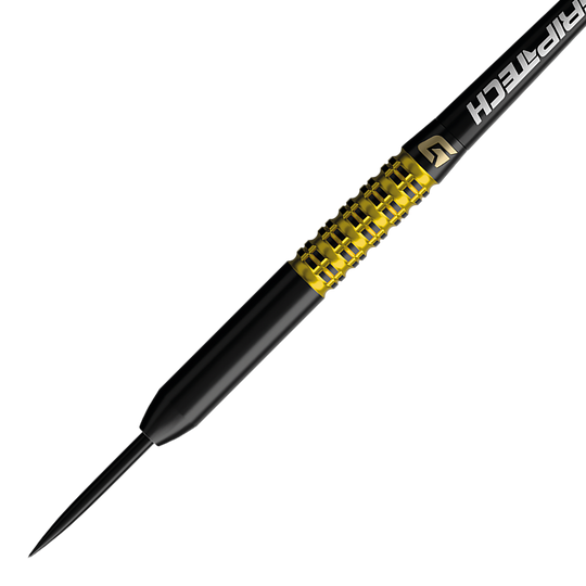 GOAT Athlete gele wolfraamstalen dartpijlen Abgebildet ist ein gelber Tungsten-Steeldart. Der Dateiname lautet 'GD7000770 GOAT Athlete Yellow Tungsten Steeldarts 2'.
