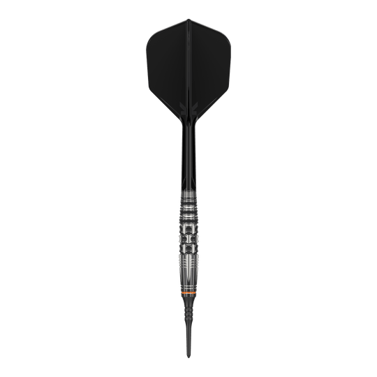 Target Japan Black Marque Dancing Duck GEN 4 Zachte Darts - 17g Das Bild zeigt einen Softdart mit schwarzer Spitze, Schaft und Flight. Es handelt sich um das Produkt "Target Japan Black Marque Dancing Duck GEN 4 Softdarts - 17g".