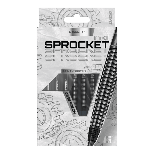 GOAT Sprocket MKII Torpedo Stalen Darts GOAT Sprocket MKII Torpedo Steeldarts sind auf diesem Bild dargestellt. Sie zeichnen sich durch ihre besondere Form und Verarbeitung aus.