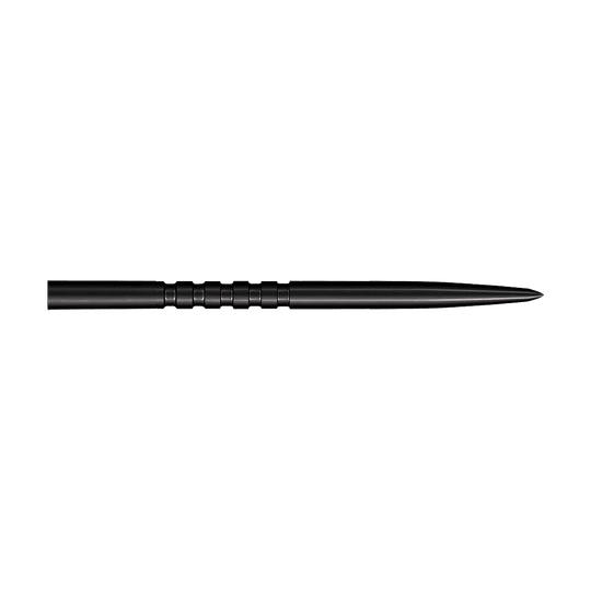 Shot Grip Point stalen dartpunten - Zwart Auf diesem Bild sind schwarze Steeldartspitzen zu sehen. Das Modell Grip Point hat eine Länge von 45 mm.