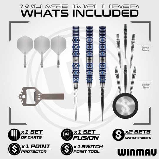 Winmau Lunaris Tapered Switch Point Steeldarts Hier sind Winmau Lunaris Tapered Switch Point Steeldarts abgebildet. Die Darts besitzen eine besondere Form für präzise Würfe.