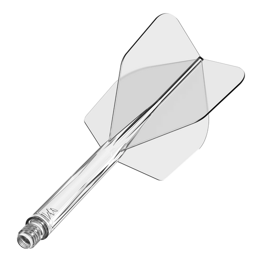Mission Force 90 No6 Flight Shaft System - Doorzichtig Das Bild zeigt das Produkt "Mission Force 90 No6 Flight-Shaft-System - Clear". Es handelt sich um ein durchsichtiges Flightsystem für Darts.