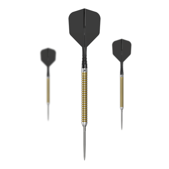 Mission Mike De Decker V2 R2.5 stalen dartpijlen Dies ist ein Produktfoto von Mission Mike De Decker V2 R2.5 Steeldarts. Die Darts werden im Set dargestellt.