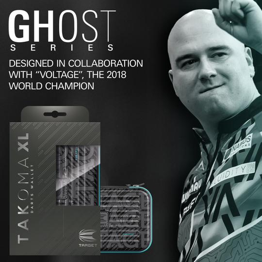 Takoma XL Ghost Series Rob Cross dartkoffer Zu sehen ist das Takoma XL Ghost Series Rob Cross Dartcase. Es ist ein spezielles Dartcase für die Ghost Series von Rob Cross.