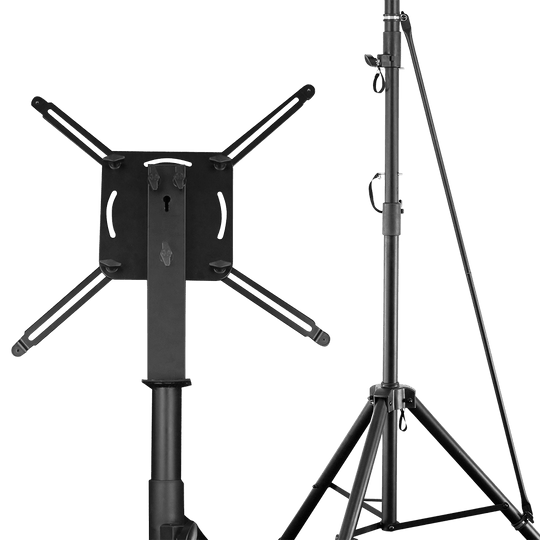 67909_Bulls_Vibex_H_Dartboard_St-nder_3 Der Bulls Vibex H Dartboard Ständer ist ein stabiler, höhenverstellbarer Ständer für Dartboards. Er besteht aus Metall und hat ein dreibeiniges Gestell für sicheren Stand.