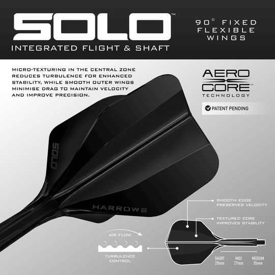 Harrows Solo No6 Flight Shaft System - Zwart Dieses Bild zeigt das Harrows Solo No6 Flight-Shaft-System in Schwarz. Das Produkt ist aus einer anderen Position dargestellt.