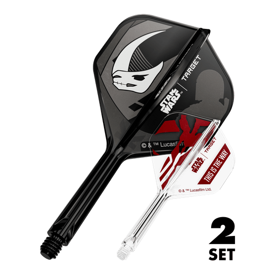 Target Star Wars K-Flex Set Mandalorian No2 Standaard Flights Das Bild zeigt das Produkt mit dem Dateinamen 410621_Target_StarWars_K-Flex_Mandalorian_2PackSet_No2_Standard_Flights_26mm_1. Es handelt sich vermutlich um Dartzubehör mit Star Wars Mandalorian Motiv.
