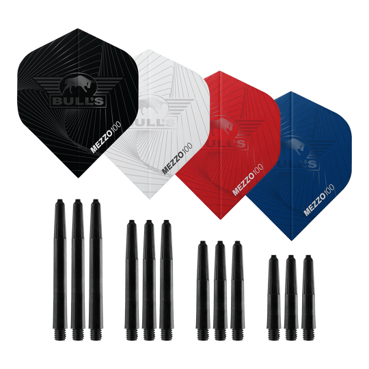 Bulls NL Bundel van Staal - 4 Sets Messing Stalen Darts Hier sind die Bulls NL Bundle Of Steel - 4 Sets Brass Steeldarts zu sehen. Das Produkt besteht aus vier Sets Steeldarts aus Messing.