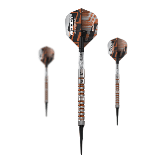 Harrow's Luke Woodhouse Series 3 Zachte Darts - 18g Die Abbildung zeigt die Harrows Luke Woodhouse Series 3 Softdarts mit einem Gewicht von 18g. Das Produkt ist für das Softdartspiel geeignet.