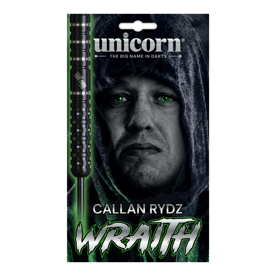 Das Foto zeigt Unicorn Wraith Callan Rydz Steeldarts - 23g. Die Darts sind für professionelle Spieler geeignet.