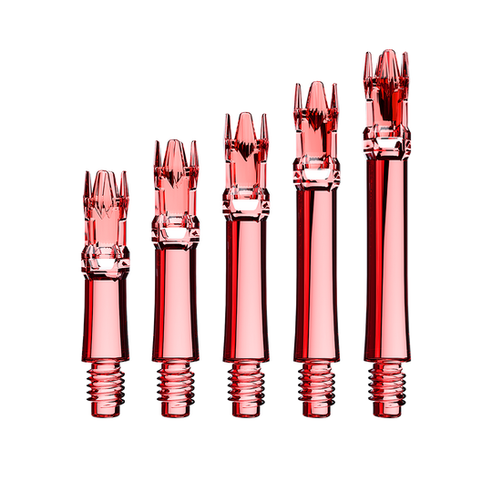 L-Style L-System vervangingsschachten - Helderrood Hier sieht man die L-Style L-System Ersatzshafts in der Farbe Clear Red. Es handelt sich um rote Ersatzschäfte für Dartpfeile.