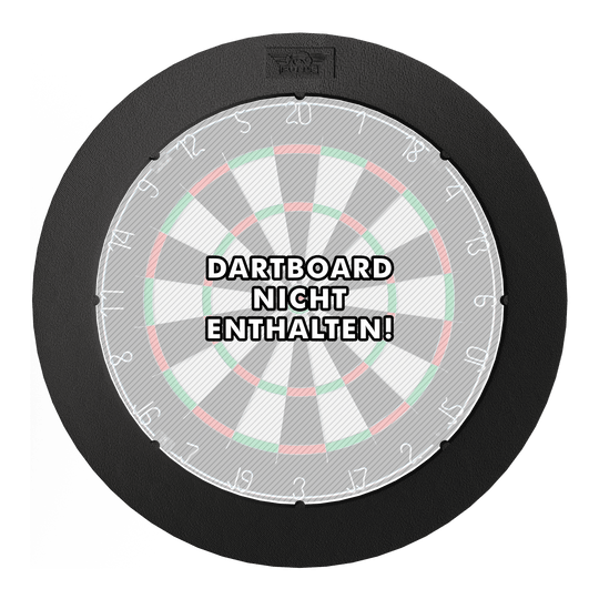 Bulls NL Lumo Light Surround verlichtingssysteem Das Bild zeigt das 'Bulls NL Lumo Light Surround Beleuchtungssystem' rund um eine Dartscheibe. In der Mitte steht der Hinweis: "Dartboard nicht enthalten!"