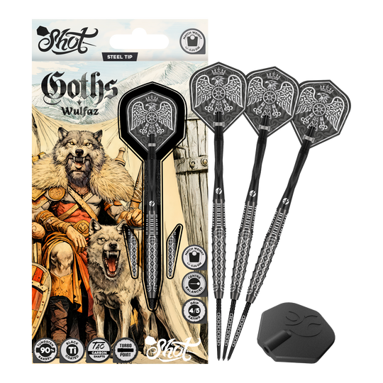Shot Goths Wulfaz Turbo Point stalen dartpijlen - 23 g Shot Goths Wulfaz Turbo Point stalen dartpijlen - 23 g