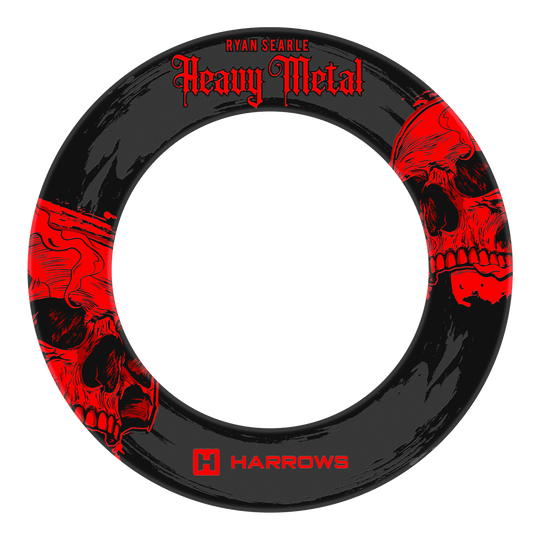 Harrows Ryan Searle Heavy Metal Surround ist auf diesem Bild zu sehen. Das Produkt ist rund und dient als Dartboard-Umrandung.