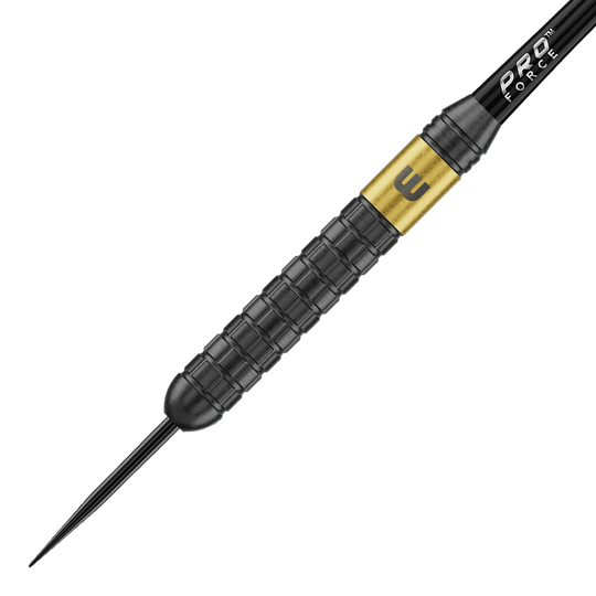 Winmau Gian Van Veen Core Messing Steeldarts - 21g Winmau Gian Van Veen Core Brass Steeldarts mit 21 Gramm werden dargestellt. Die Dartpfeile sind ordentlich angeordnet.