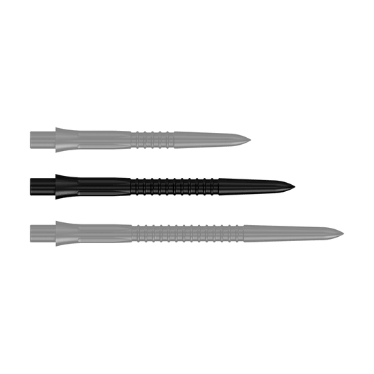 Mission Caliburn EVO Dart Tips GV1 - Zwart Schwarze Steeldartspitze mit 32 mm Länge aus der Misson Caliburn EVO GV1 Reihe. Das Produktbild zeigt eine einzelne Spitze im Detail.