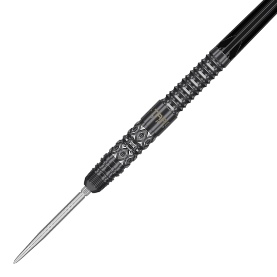 Target Japan Black Marque Creed Swiss Point stalen dartpijlen - 23 g Target Japan Black Marque Creed Swiss Point Steeldarts - 23g sind dargestellt. Sie zeichnen sich durch ihre schwarze Optik und das praktische Wechselspitzen-System aus.