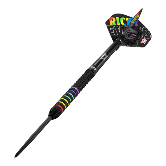 Bulls NL Ricky Evans Rapid 95 stalen dartpijlen Das Bild zeigt die Bulls NL Ricky Evans Rapid 95 Steeldarts mit 23 Gramm. Die Steeldarts haben ein stilvolles Design und sind für das Dartspiel geeignet.
