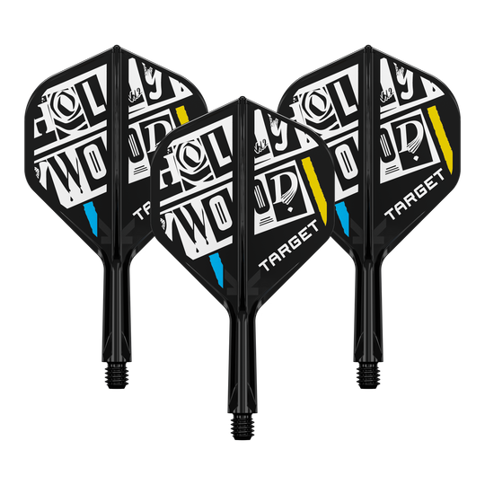 Target K-Flex Chris Dobey No2 Standaard Vluchtas Systeem Zu sehen ist ein Dart-Flight Set mit der Bezeichnung 'Target K-Flex Chris Dobey No2 Standard Flights 19mm 1Set'. Das Produkt eignet sich für den Austausch an Dartpfeilen.