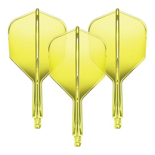 GOAT A1R No6 Flight Shaft System - Neongeel Ein Flight-Shaft-System GOAT A1R No6 in Neon-Gelb mit 19mm Länge ist zu sehen. Das Set besteht aus Komponenten für Dartpfeile.
