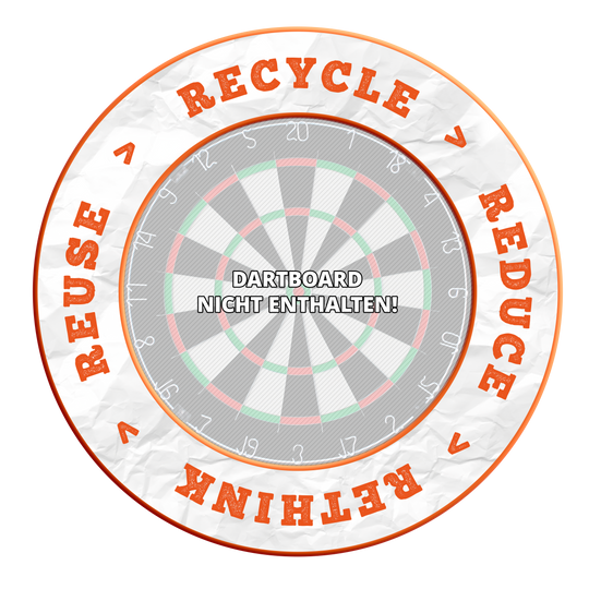 McDart Recyclen Verminderen Heroverwegen Hergebruiken Dartbord Omranding Abgebildet ist das Produkt MSF-C8_McDart_Recyle_Reuse_Reduce_Rethink_Surround_NeonOrange_3. Es handelt sich wahrscheinlich um ein Dartzubehör oder einen ähnlichen Artikel.