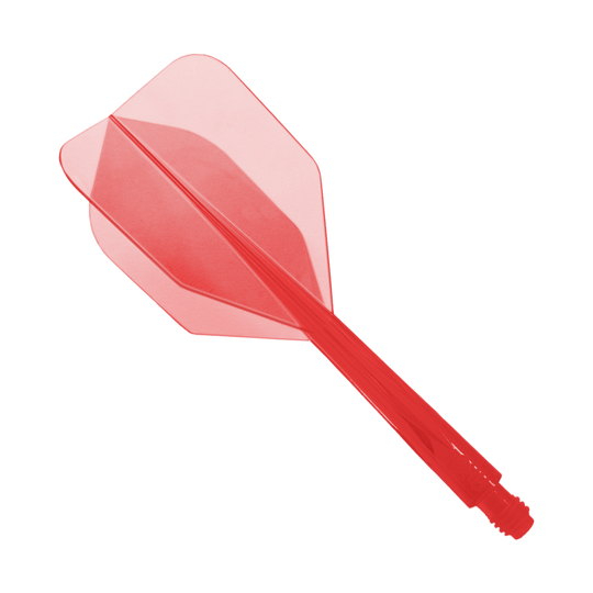 Condor Ax Clear Red Vluchtsysteem Klein - XL - 37,5 mm Das Bild zeigt ein rotes Dartflight-System mit integrierter Flight und Shaft. Es handelt sich um das Modell "Condor Axe Clear Red Flight-System Small - XL - 37,5 mm".