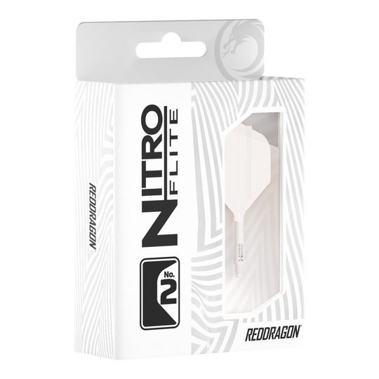 Red Dragon Nitroflite witte schacht, witte flights nr. 2 Hier sind die Red Dragon Nitroflite White Shaft White Flights No2 zu sehen. Sie sind für Dartpfeile gedacht und komplett in Weiß gestaltet.