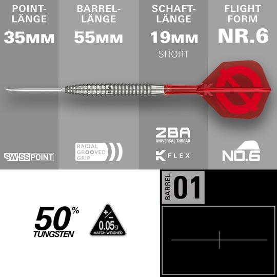 Targetgroep O 02 Swiss Points stalen dartpijlen