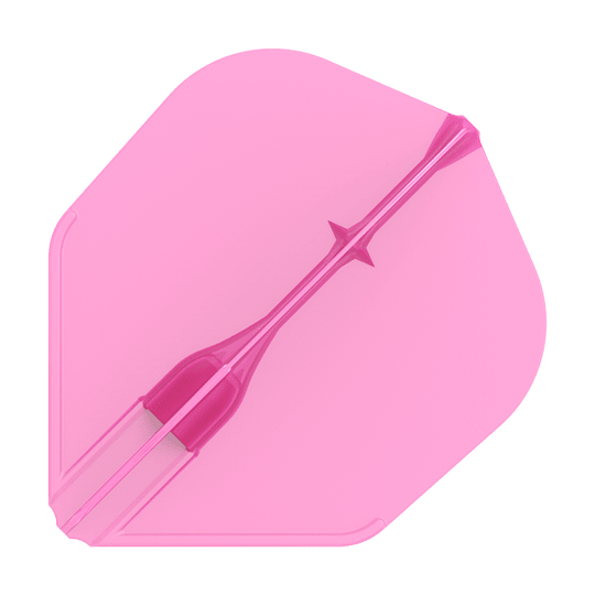 L-L-Style3EZ-vluchten Das Bild zeigt eine pinke Dart-Flügelfeder. Sie hat eine glatte Oberfläche und eine klassische Form.