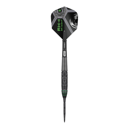 Das Bild präsentiert Target Star Wars Tie Fighter Swiss Point Steeldarts. Diese Darts sind im Design eines Tie Fighters gestaltet.