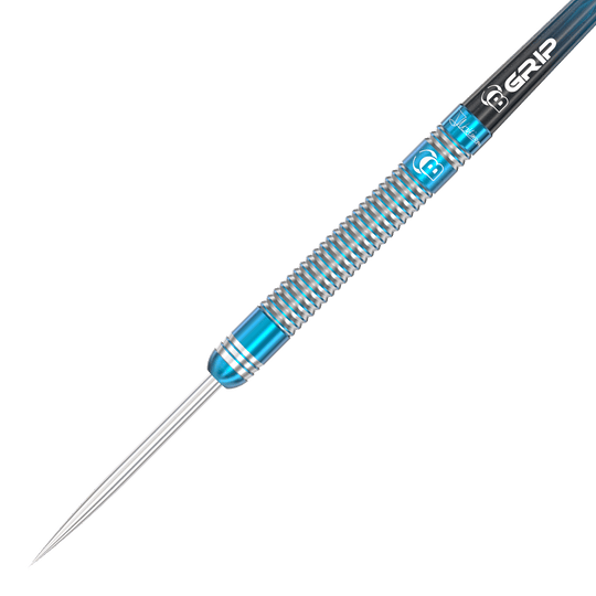 Bulls Jermaine Wattimena Generatie 3 steel darts Der Bulls Jermaine Wattimena Generation 3 Steeldart hat ein silbernes Barrel mit blauen Akzenten. Der Dart besitzt feine Rillen für optimalen Grip und Präzision beim Wurf.