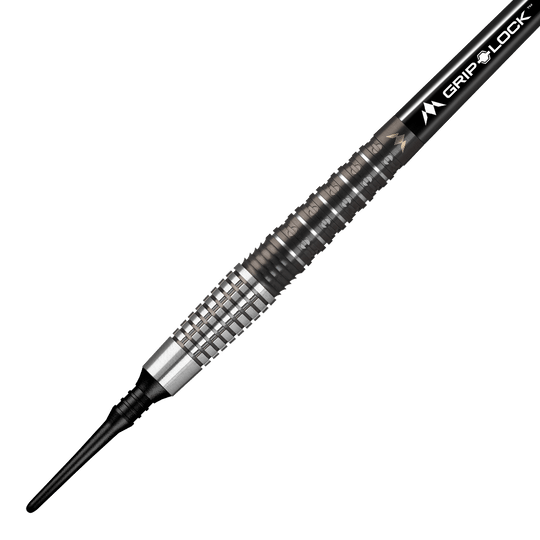 Mission Makara M2 zachte darts - 20g Dies ist der Mission Makara M2 Softdart mit einem Gewicht von 20g. Der Dartpfeil hat ein silber-schwarzes Design mit strukturiertem Griffbereich und einer schwarzen Kunststoffspitze.