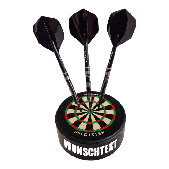 McDart Precision mini-dartbord met aangepaste tekst Hier sieht man ein Produktfoto mit dem Dateinamen 765_McDart_Mini_Precision_Dartboard_Darthalter_1_Impact. Nähere Angaben zum Produkt fehlen.