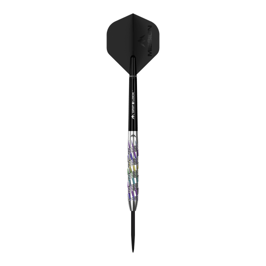Mission Shuriken stalen pijlen Mission Shuriken Steeldarts sind hochwertige Pfeile für das Dartspiel. Auf dem Bild sieht man einen einzelnen Mission Shuriken Steeldart.