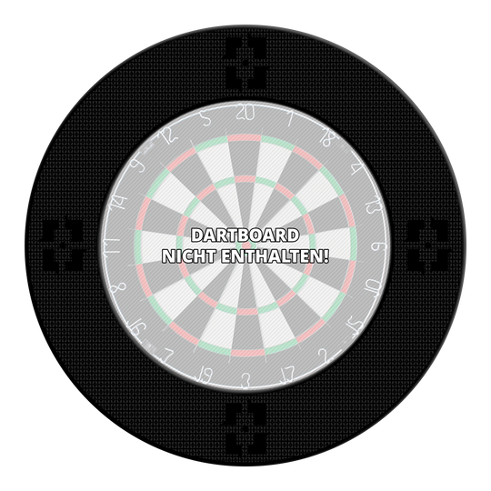 Das Bild zeigt das Produkt "McDart Precision Nano Dartboard Surround". In der Mitte steht der Hinweis: "Dartboard nicht enthalten!"