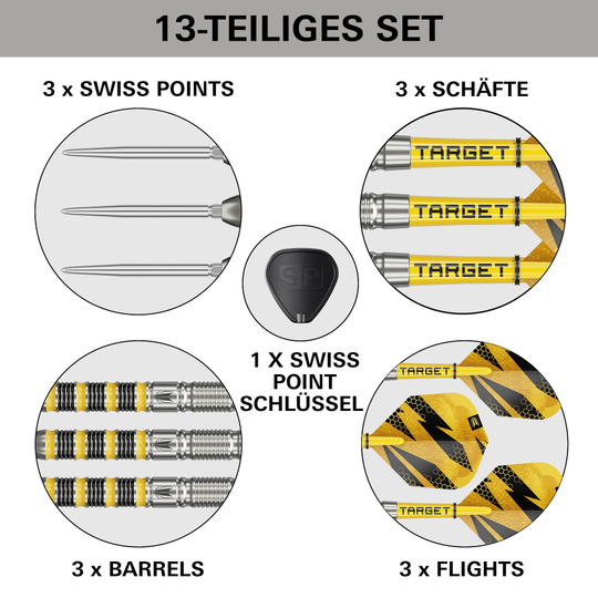 Target Buzz 01 Swiss Points stalen dartpijlen Abgebildet sind die Target Buzz 01 Swiss Points Steeldarts. Diese Darts überzeugen durch ihr modernes Design.